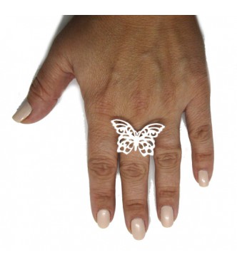 R001860 Stylish Sterling Silver Ring Hallmarked Solid 925 Butterfly Handmade 